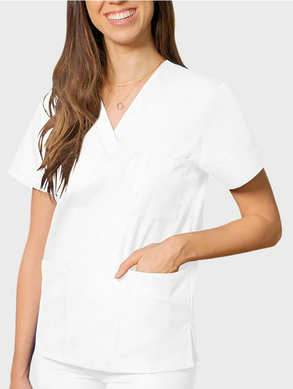 Adar Three Pocket V-Neck Tunic Solid Scrub Top